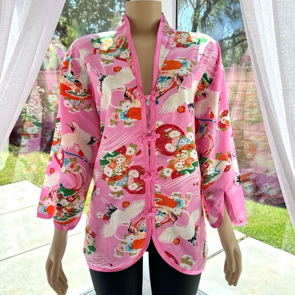 Suzanne Somers Loungewear Collection Pink Kimono Top Plus Size 1X Toggle Closure - Picture 3 of 6